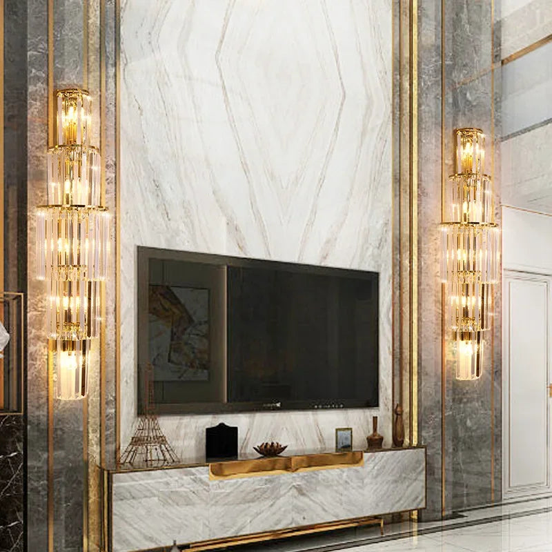 Luxury Hotel Lobby Large Big Crystal Wall Lamp for Club Hall Villa Living Room Office Banquet  Indoor Lighting Fixtures Decor - GlowMart