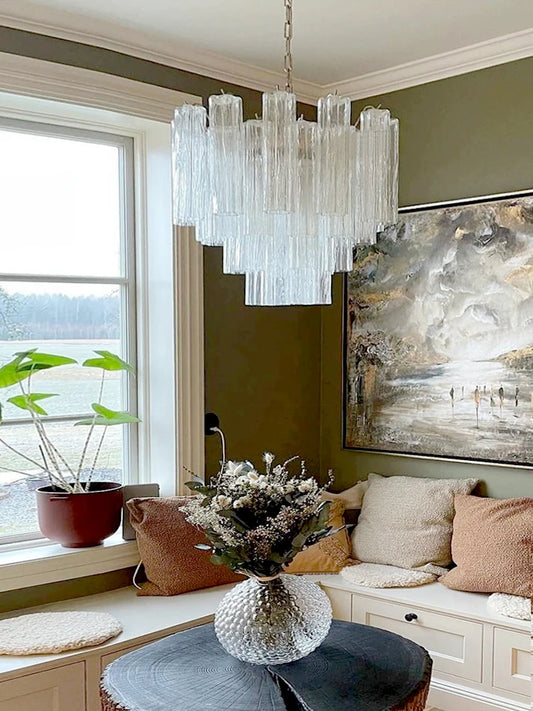 Glass Pendant Ceiling Chandeliers LED Lighting Room Hanging Lamp for Ceiling Vintage Living Room Decor Lustre Restaurant Luxury