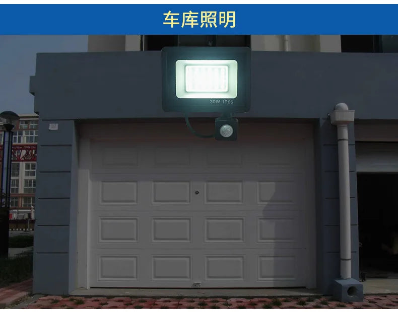 LED Floodlights 100W 50W 30W 20W 10W PIR Motion Sensor IP66 Waterproof LED 220V Hanging Exterior Outdoor Wall Lamp Spotlight - GlowMart