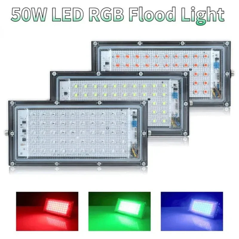 50W LED Flood Light IP65 Waterproof Reflector Led Spotlight AC 220V Outdoor Floodlight Red Green Blue Garden Lighting - GlowMart