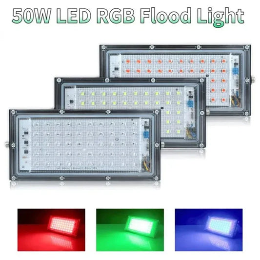 50W LED Flood Light IP65 Waterproof Reflector Led Spotlight AC 220V Outdoor Floodlight Red Green Blue Garden Lighting - GlowMart