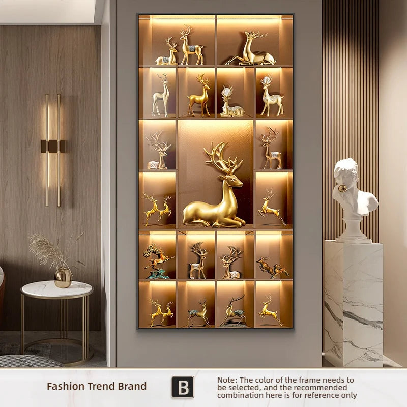 Modern Light Luxury Entrance LED Decorative Painting Home Decoration Living Room Bedroom Sofa Background Corridor Mural Light - GlowMart