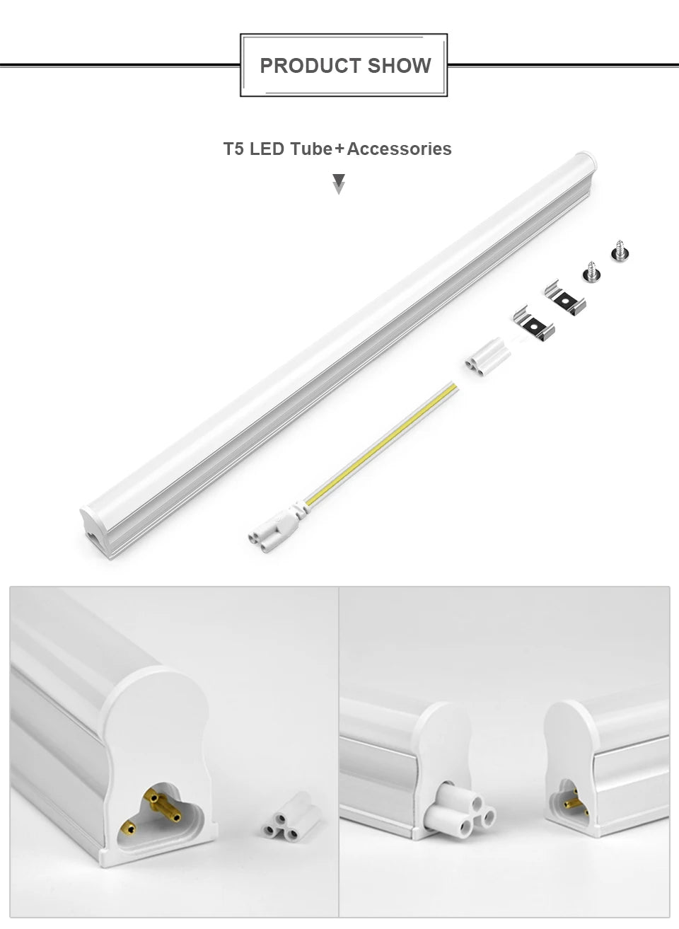 50cm T5/T8 High Brightness LED Light Tube No Power Plug Tube Lamp White/Warm White For Warehouse Garage Kitchen Shop Factory - GlowMart