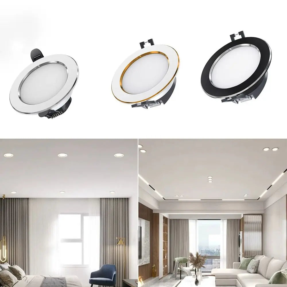 Durable Recessed LED Downlight Spot Light Energy Saving Down Lights Anti Glare Tricolor Dimmable Ceiling Spot Lights Living room - GlowMart