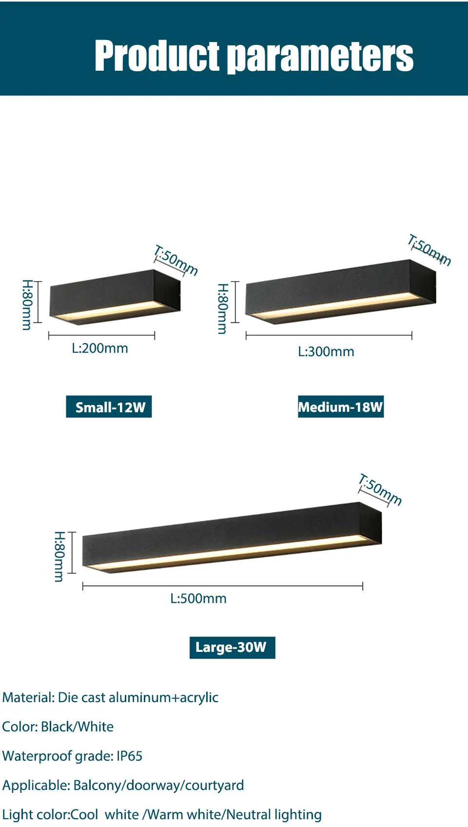 LED Outdoor Porch Wall Sconces Aluminum Exterior Wall Light Fixtures IP65 Waterproof Lamp for House Patio Doorway Garage Decorat - GlowMart