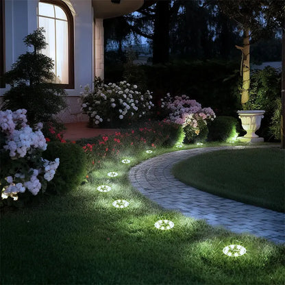 8LED Solar Garden Lights Outdoor Waterproof Sidewalk Disk Bright In-Ground Landscape Lighting for Lawn Patio Pathway Yard Steps