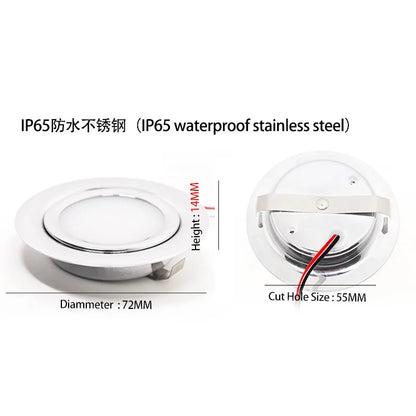 LED 12V downlight IP65 waterproof Camping car bathroom ceiling ultra-thin 24V cabinet light embedded 3W Showcase mini spotlight - GlowMart
