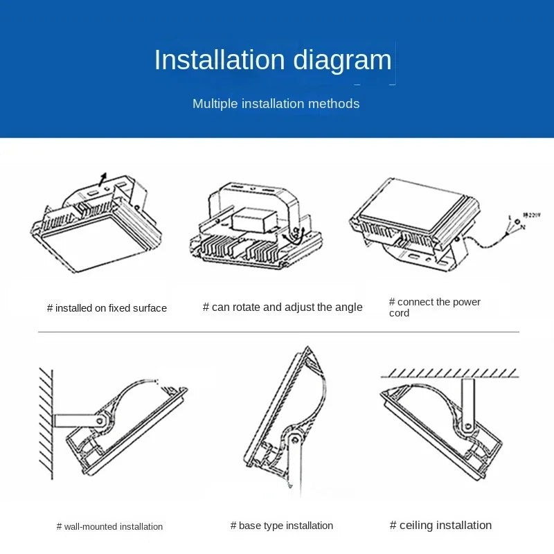 LED Floodlights 100W 50W 30W 20W 10W PIR Motion Sensor IP66 Waterproof LED 220V Hanging Exterior Outdoor Wall Lamp Spotlight - GlowMart