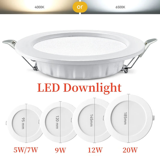 LED Downlight Recessed Ceiling Lamp 7W 9W 12W 20W AC220V Cold White LED Spotlight for Living Room Corridor Bathroom Kitchen - GlowMart