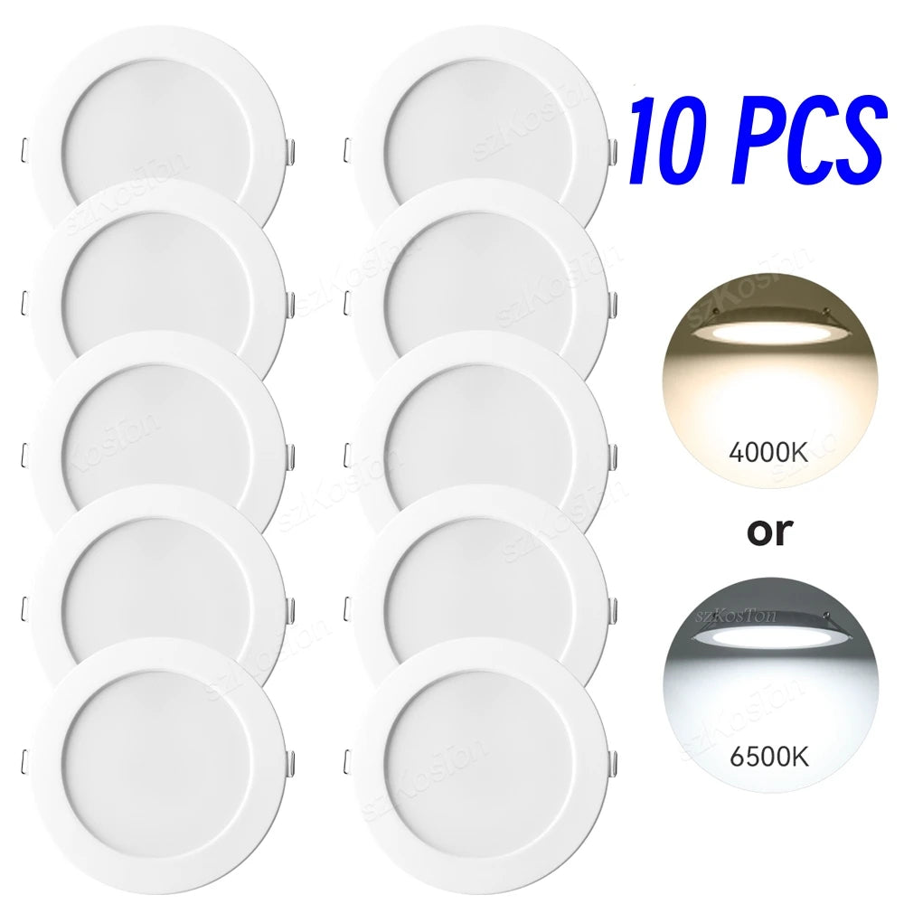 10pcs/Lot LED Downlight 5W 7W 9W 12W 20W 220V Recessed Ceiling Lamp  Round LED Panel Down Lights Spotlight Lighting - GlowMart