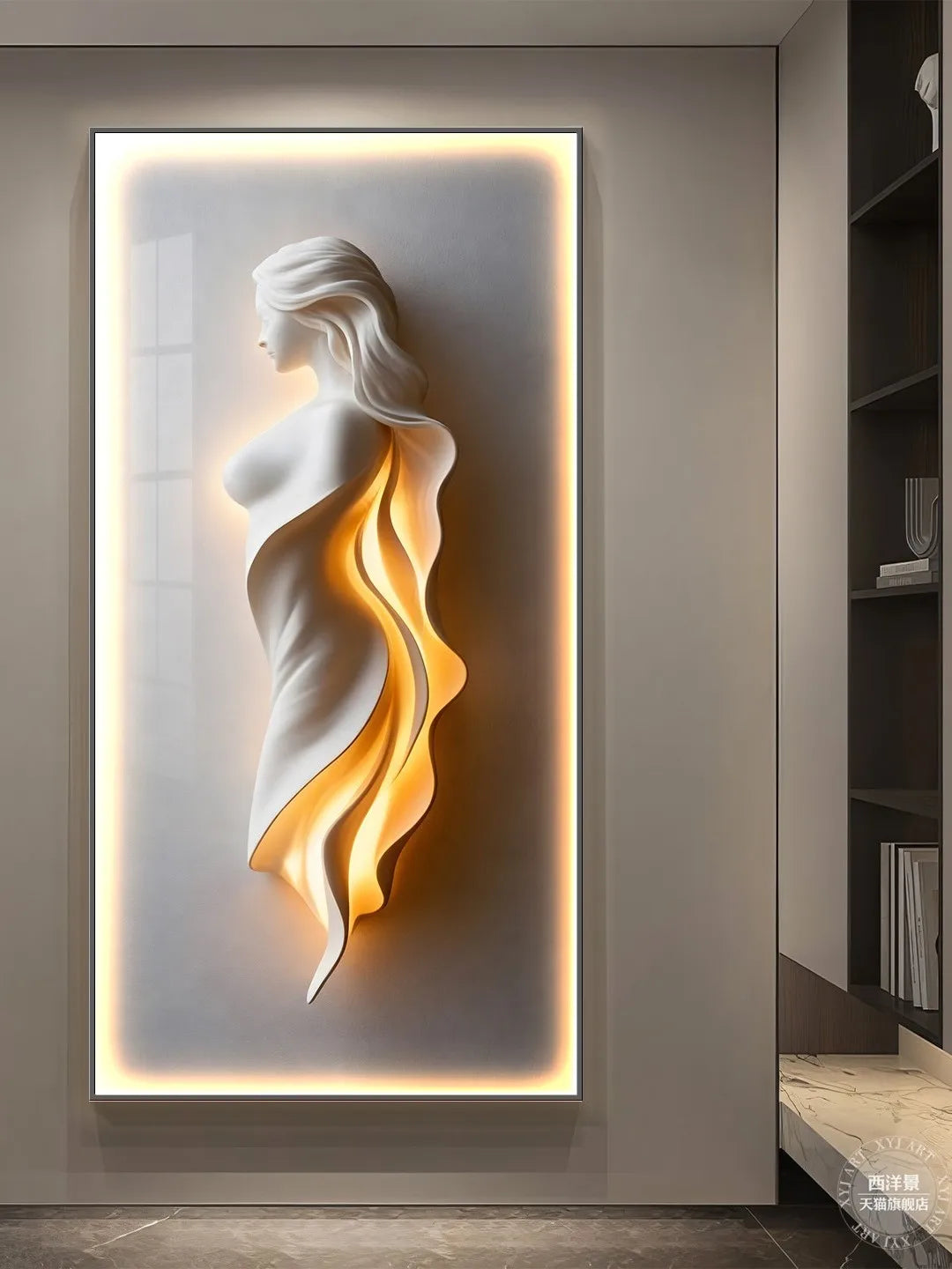 Modern Light Luxury Entrance Decoration Painting Simple Abstract Corridor Hanging Painting High-end Relief Wall Lamp Painting - GlowMart