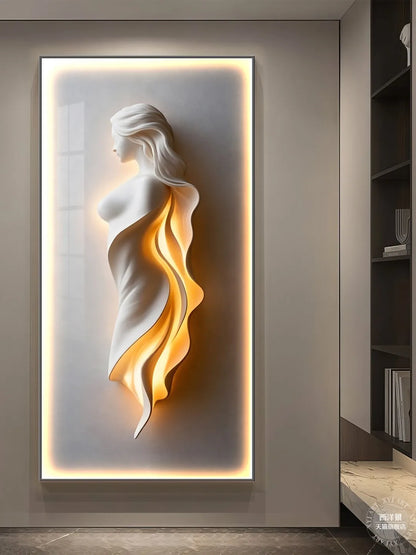 Modern Light Luxury Entrance Decoration Painting Simple Abstract Corridor Hanging Painting High-end Relief Wall Lamp Painting - GlowMart