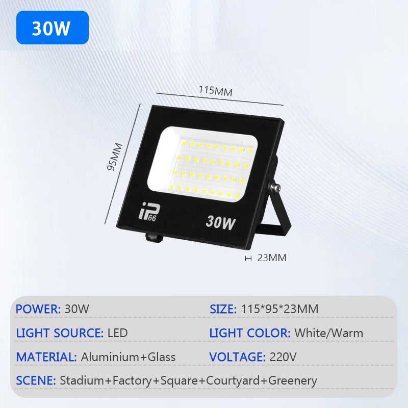 Floodlight Outdoor LED IP66 Waterproof Path Light Spotlight 10W 20W 30W 50W 100W 200W Outdoor Garden Porch Courtyard Lamp - GlowMart