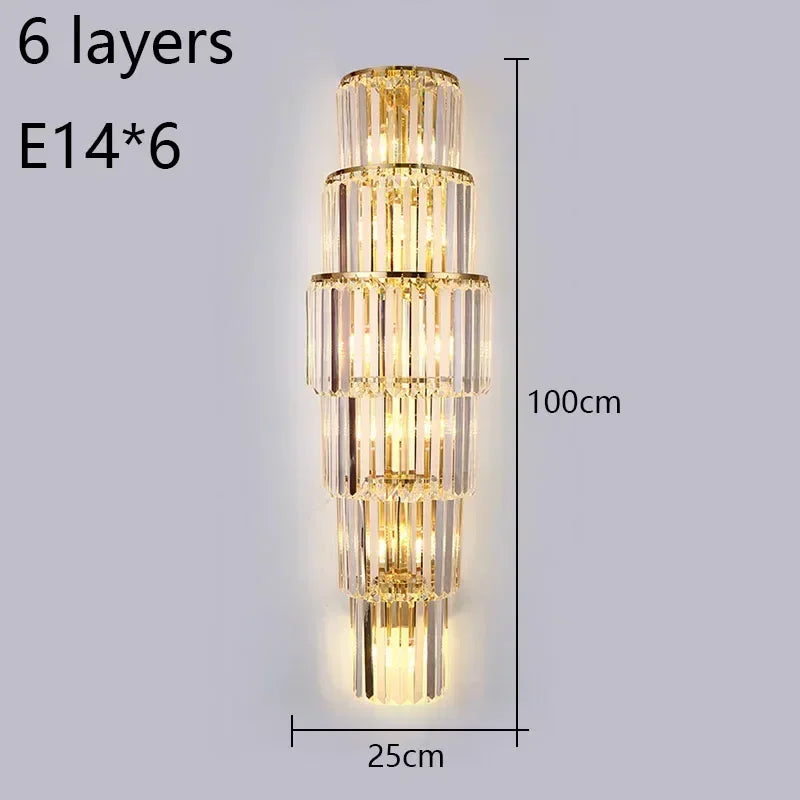 Luxury Hotel Lobby Large Big Crystal Wall Lamp for Club Hall Villa Living Room Office Banquet  Indoor Lighting Fixtures Decor - GlowMart