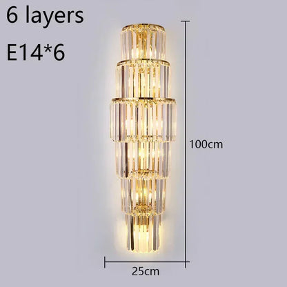 Luxury Hotel Lobby Large Big Crystal Wall Lamp for Club Hall Villa Living Room Office Banquet  Indoor Lighting Fixtures Decor - GlowMart