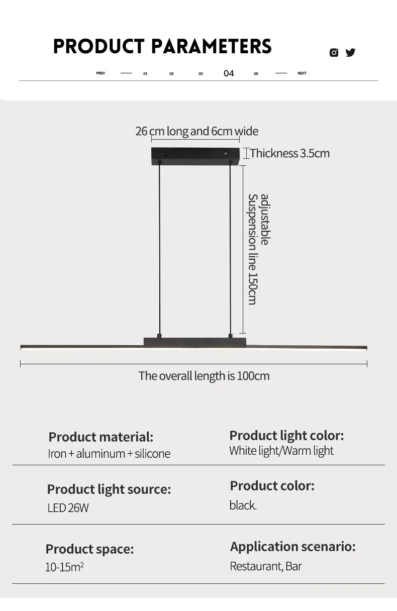 Pendant Light Modern Simple Dining Room Light For Wall Kitchen Long Chandelier Living Room Pendant Lamp Home Decoration Lighting - GlowMart