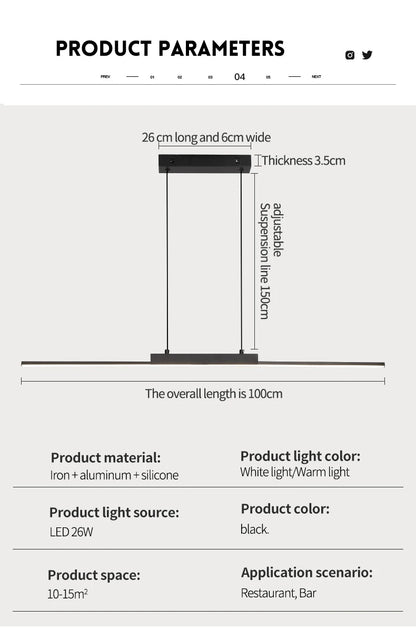 Pendant Light Modern Simple Dining Room Light For Wall Kitchen Long Chandelier Living Room Pendant Lamp Home Decoration Lighting - GlowMart