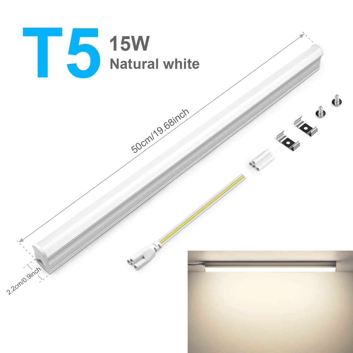 50CM T5 T8 Aluminum LED Light Tube 15W 25W LED Lamp Tube 110V 220V For Desk Work Shop Garage Warehouse Kitchen Cabinet Lighting - GlowMart