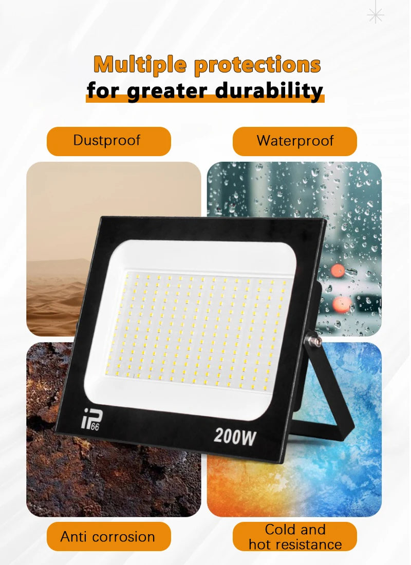 LED Floodlight Outdoor IP66 Waterproof Path Light Spotlight 10W 20W 30W 50W 100W 200W Outdoor Garden Porch Courtyard Lamp AC220V - GlowMart