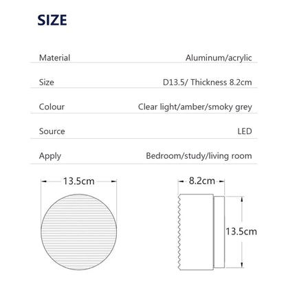 Modern LED Wall Lamp Living Room Amber Jelly Decor Wall Sconces  Corridor Study Dining Room  Home Decoration Smokey Grey Fixture - GlowMart