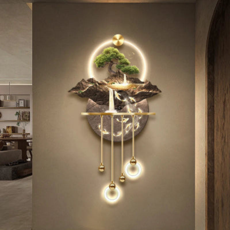 Entrance Decoration Pendant Lamps Luxury Abstract Plant Corridor Hanging Painting TV Background Wall Painting With  Light Lustre - GlowMart