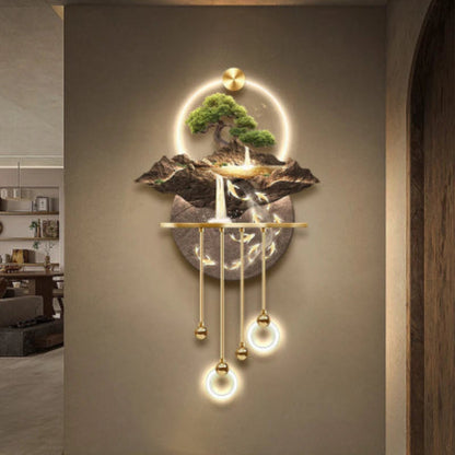 Entrance Decoration Pendant Lamps Luxury Abstract Plant Corridor Hanging Painting TV Background Wall Painting With  Light Lustre - GlowMart
