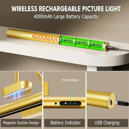 4000mAh Painting Picture Light Portrait With Remote Living Room Wireless Wall Lamp Art Display Rechargeable Battery Operated
