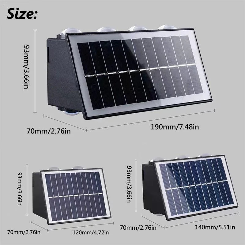 4/6/8LED Solar Wall Spotlight Outdoor Upper And Lower Lighting Solar Powered Waterproof Streetlight for Balcony Courtyard Garden - GlowMart