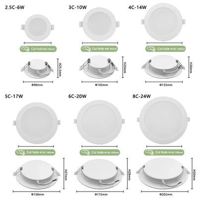 8 Pack Recessed Led Downlight 3 4 5 6 8 Inch 3000K 4000K 6000K Round Led Panel Light 110V 220V 230V for Home Indoor Lighting - GlowMart