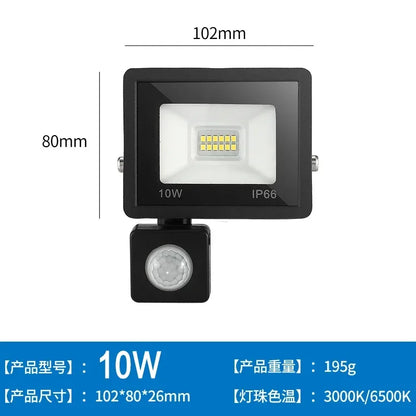 LED Floodlights 100W 50W 30W 20W 10W PIR Motion Sensor IP66 Waterproof LED 220V Hanging Exterior Outdoor Wall Lamp Spotlight - GlowMart