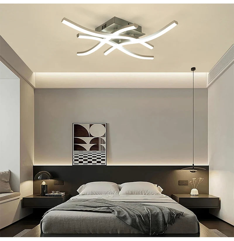Ceiling Lamp Modern Living Room Lamp For Dining Room Bedroom Balcony LED Ceiling Light 28W Curved Design Panel lights For Home