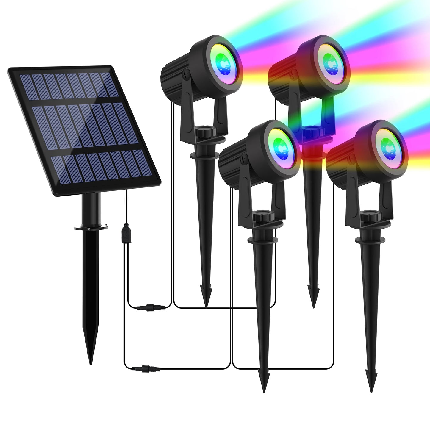 1/2/4/6 Lights RGB Solar Spotlight IP65 Waterproof Solar Light Outdoor Garden Light For Christmas Halloween Party Decor