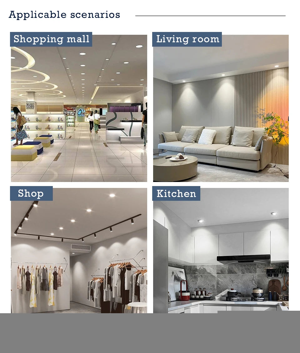 Led Downlight Recessed Round Ceiling Lamps DC 12V 24V AC110V 220V 5W 9W 12W 15W 18W Spotlight For Home Decor Living Room - GlowMart