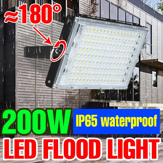 200W Flood Light LED Spotlight 220V Waterproof Outdoors Reflector Street Lamp Garden Exterior Wall Lighting 240V Cold/Warm White - GlowMart