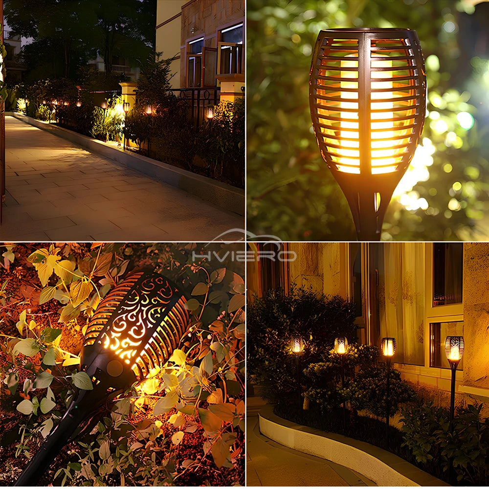 1/2/4/8Pcs Solar Flame Lights 12LED Bulbs Flickering Waterproof Garden Decoration Outdoor Lawn Path Yard Patio night Floor Lamps