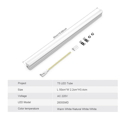 50cm T5/T8 High Brightness LED Light Tube No Power Plug Tube Lamp White/Warm White For Warehouse Garage Kitchen Shop Factory - GlowMart