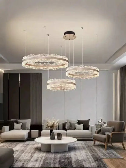 LED Luxury Pendant Light Living Dining Room Bedroom Modern Upscale Acrylic Texture Suspension Lamp Home Decoration - GlowMart