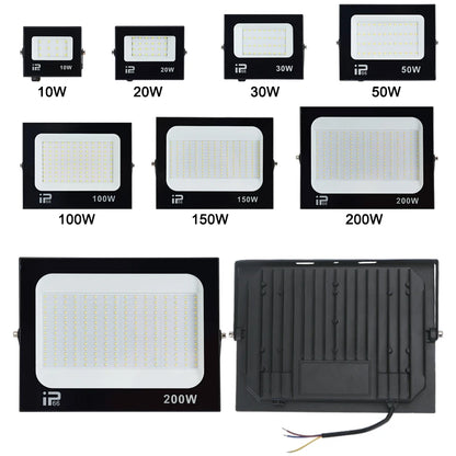 LED Flood Light Spotlight 100W 150W 200W IP66 Waterproof Outdoor Lighting 6500K Garage Gym Street Gate Wall Floodlights AC220V - GlowMart