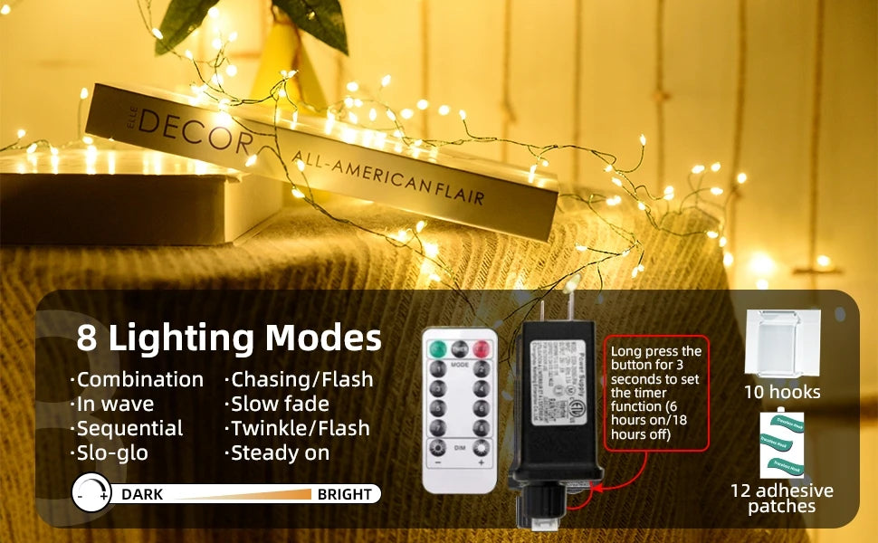 LED Firecracker String Lights EU/US DC Power Remote Control Halloween Garland Fairy Light for Wedding Party Christmas Decoration