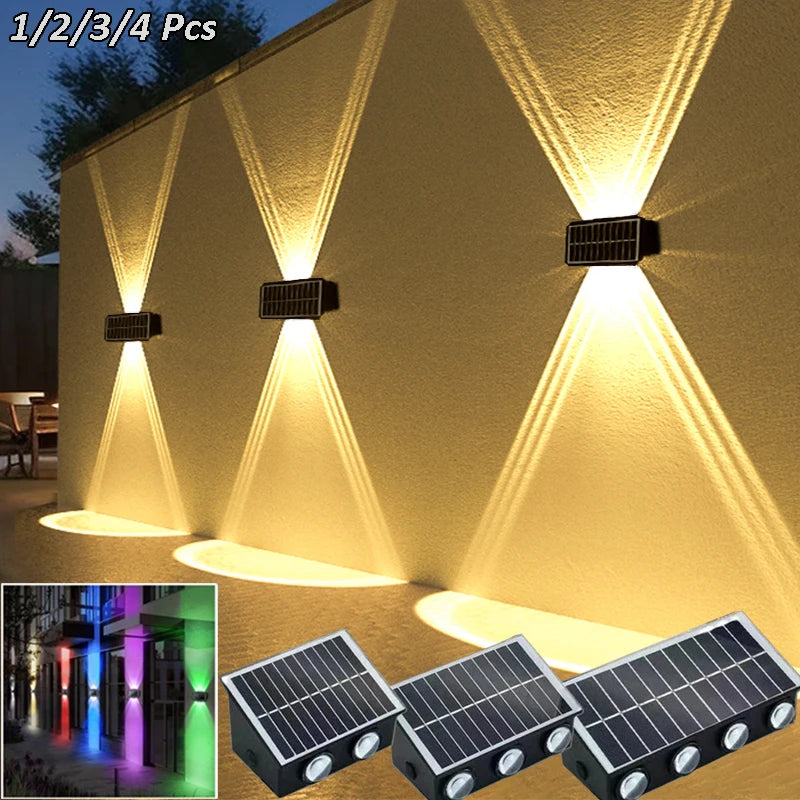 4/6/8LED Solar Wall Spotlight Outdoor Upper And Lower Lighting Solar Powered Waterproof Streetlight for Balcony Courtyard Garden - GlowMart