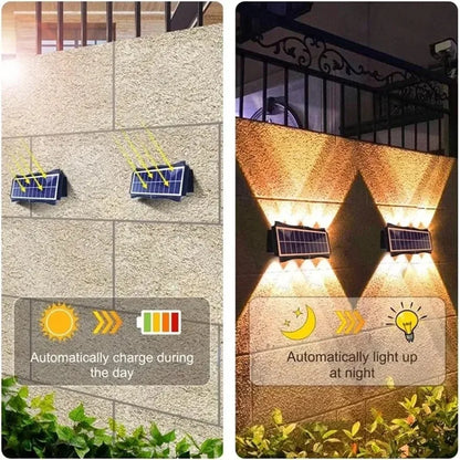 4/6/8LED Solar Wall Spotlight Outdoor Upper And Lower Lighting Solar Powered Waterproof Streetlight for Balcony Courtyard Garden - GlowMart