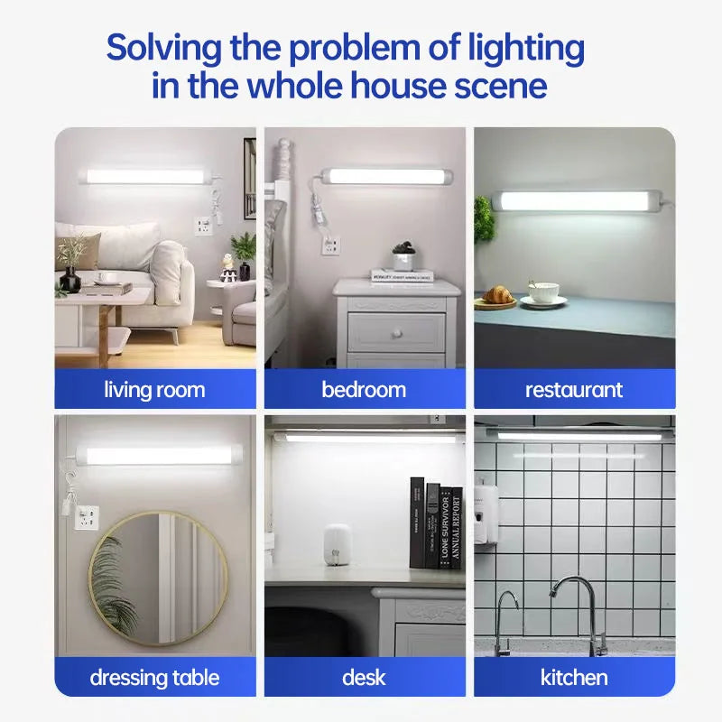 Led 220V Tube Light Room Strip With Cable Tube Lights Fixture For Home Bedroom Kitchen Cabinet Lighting indoor Lamp - GlowMart