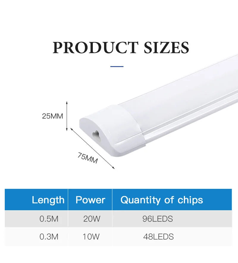 LED Tube Fixture Lamp Lighting Strip Home Highlight 220V LED Lights Bedroom Kitchen Cabinet Led Bulb Tube With Cable Light Tube - GlowMart