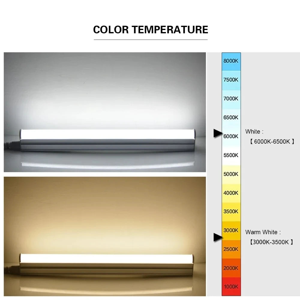 T5 T8 fluorescent lamp LED lamp 30cm 60cm 6w 10W cold white light 110V 220V LED lamp integration, kitchen lighting - GlowMart
