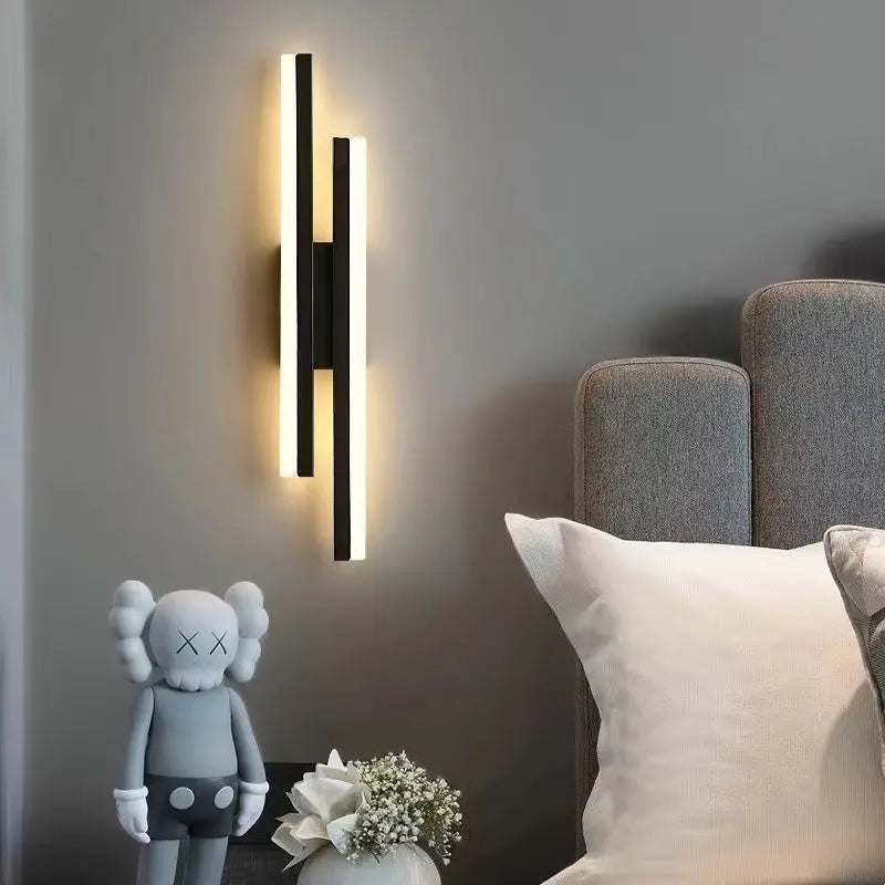 LED Bedroom Wall Lamp Wall Sconces Copper Line Pipe Acrylic Lampshade Indoor Lighting for Living Room Corridor Light Fixture - GlowMart