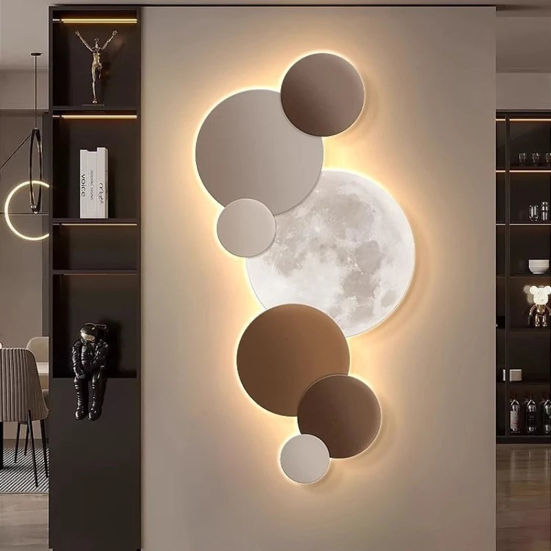 Modern porch decoration painting Wall lamp LED luminous light Corridor corridor hanging painting High grade wall painting Moon - GlowMart