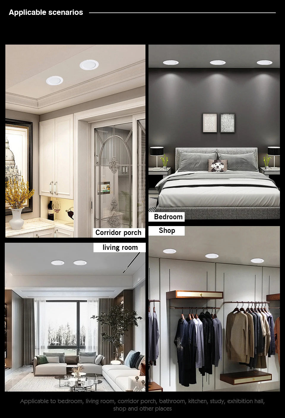 LED Downlight 5W 9W 12W 15W Recessed Ceiling Lamp AC110V 220V DC12V 24V Led Panel Down Lights Spotlight for Living Room Lighting - GlowMart