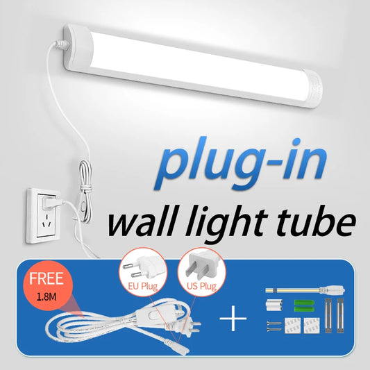 LED Light Tube Direct Plug-in Light Tube 110V 220V LED Lamp Tube Desk Work Study Shop Garage Warehouse Kitchen Cabinet Lighting - GlowMart