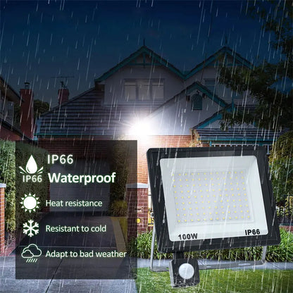 LED Flood Light PIR Motion Sensor 10W 20W 30W 50W 100W 150W 200W 300W AC220V IP66 Waterproof Spotlight Street Floodlight Outdoor - GlowMart