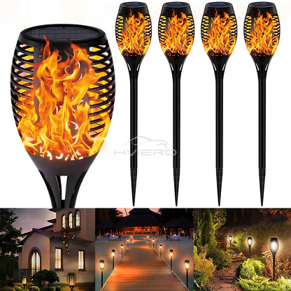 1/2/4/8Pcs Solar Flame Lights 12LED Bulbs Flickering Waterproof Garden Decoration Outdoor Lawn Path Yard Patio night Floor Lamps